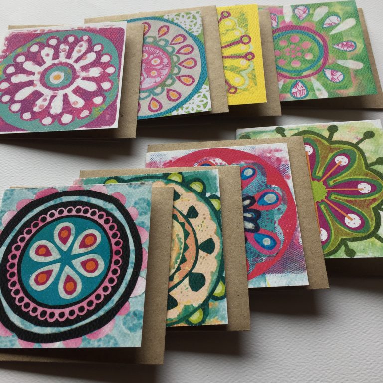 Mandala mini note card set of 8 - Tree of Life Studio