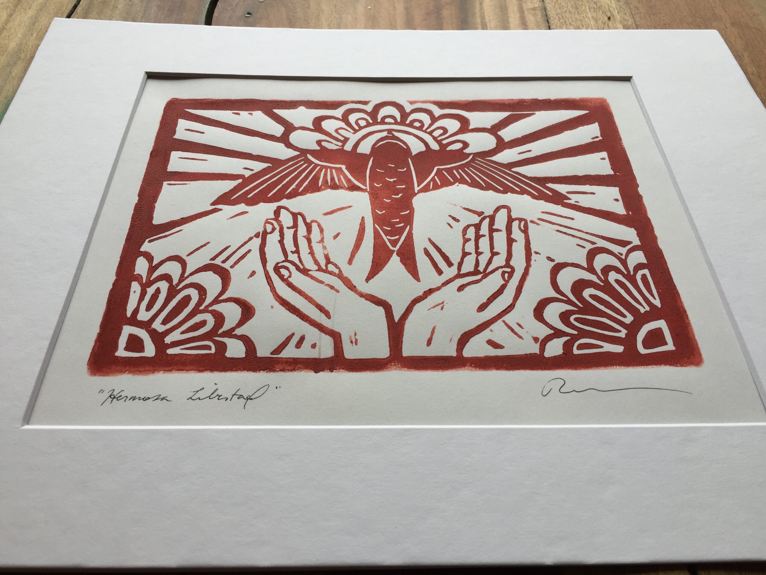 Scarlet Tanger, large folk art block print Hand pulled on 12x18 paper, –  New South Pattern House